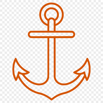 A simple line drawing of an anchor in a nautical theme.