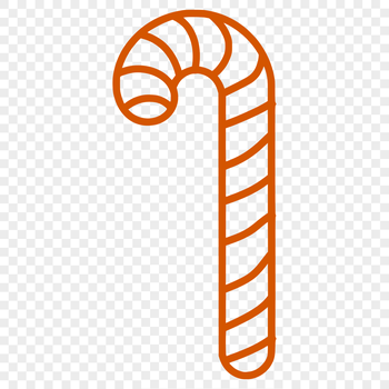 A simple line drawing illustration of a Christmas candy cane.
