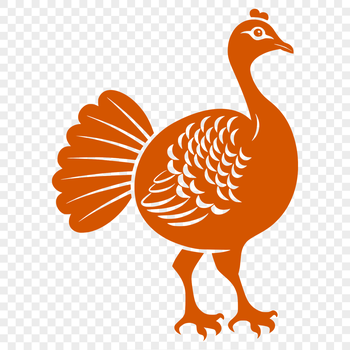 A full-body illustration of a domesticated turkey farm animal.