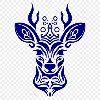 A detailed illustration of a deer's head with intricate features.