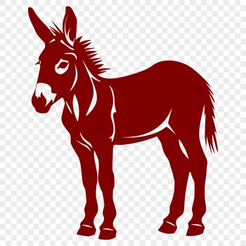A standing donkey depicted in detailed vector art, suitable for various uses.