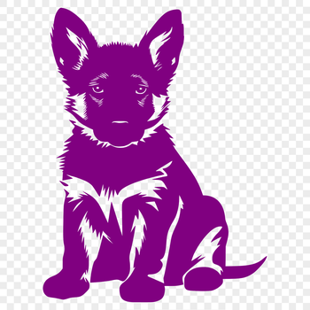 A full-body illustration of a German shepherd in a sitting position.