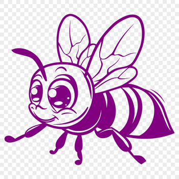 A colorful illustration of a bee in mid-flight, showcasing its full body.