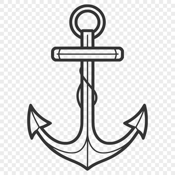 A simple nautical anchor illustration with clean lines, ideal for use in vector graphics or as a stencil.