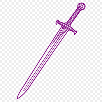 A detailed illustration of a sword, suitable for vector art and cutting machine designs.