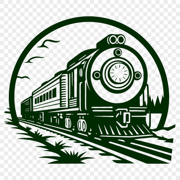 A stylized illustration of a train, suitable for use in digital designs.