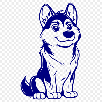 Vector graphic of a relaxed husky animal in a seated position.