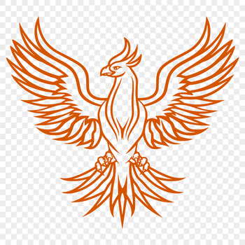 A mythical creature, depicted as a full-body illustration of a phoenix, suitable for vector art and design projects.