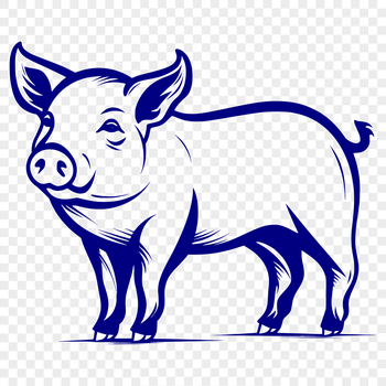 A standing full-body illustration of a farm animal, suitable for vector graphics and digital design projects.