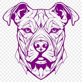 A head-on illustration of a Pitbull breed dog.