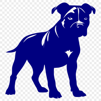 A full-body illustration of a pitbull dog standing on its hind legs.