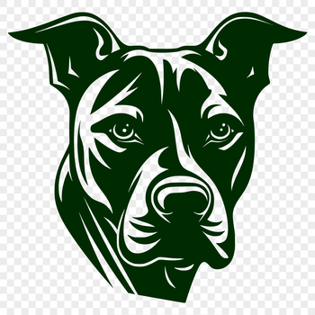 A close-up illustration of a pitbull's head, suitable for use in various digital designs.