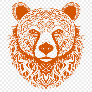 An ornate vector design featuring a stylized bear's head for various uses.