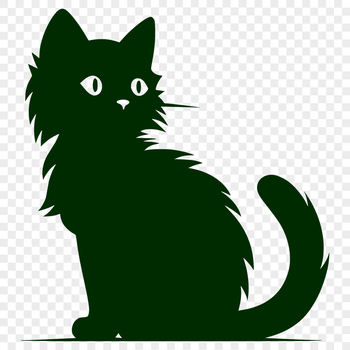 A cute cartoon cat sitting in a relaxed pose with its full body visible.