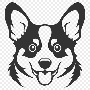 A stylized illustration of a corgi's head, suitable for vector design and cutting machine projects.