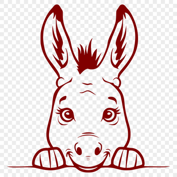 A simple vector illustration of a donkey's head peeking out from behind.