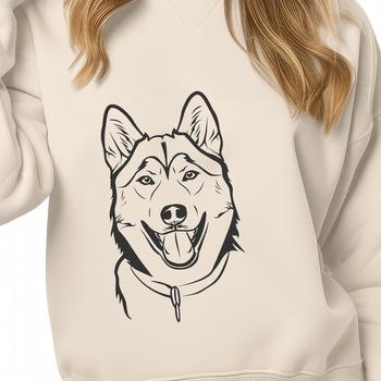 A vector illustration of a Siberian Husky's head, suitable for digital and commercial use.