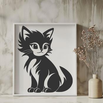 A full-body illustration of a sitting cat, ideal for vector art and digital design projects.