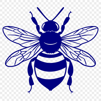 A full-body illustration of a bee, suitable for gardening-themed designs.