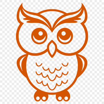 A simple line drawing of a full-body owl, depicted in a clean style suitable for digital use.