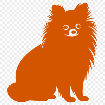 A close-up illustration of a small Pomeranian dog sitting upright.