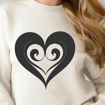 A stylized heart shape with intricate details, suitable for vector art designs.