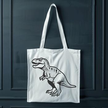 A full-body illustration of a Tyrannosaurus Rex in prehistoric style.