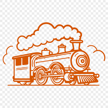 A digital illustration of a train on a track, suitable for graphic design and craft projects.