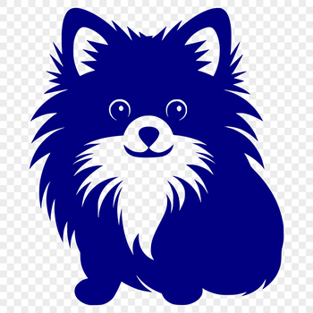 A full-body illustration of a Pomeranian dog in a sitting position.