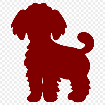 A simple illustration of a standing poodle in silhouette.