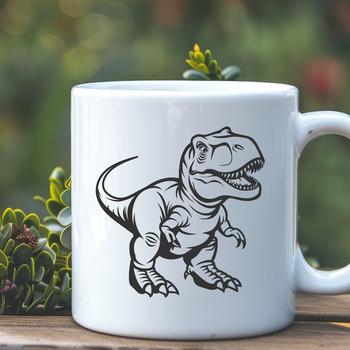 An SVG vector art design featuring a realistic dinosaur figurine from the ancient era.