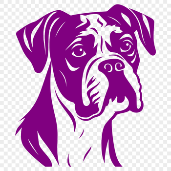 A vector graphic representation of a boxer breed dog's facial features.