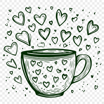 A simple cup design with love hearts incorporated into the shape.
