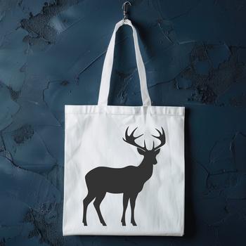 A simple silhouette of a deer in full body form, suitable for clip art or vector design projects.