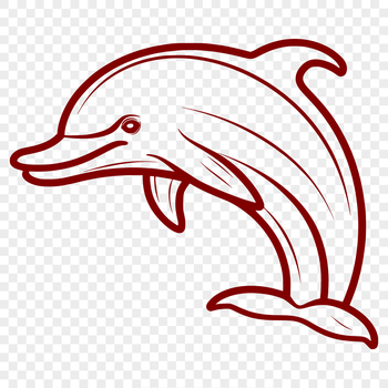A simple line drawing of a dolphin in full body pose.