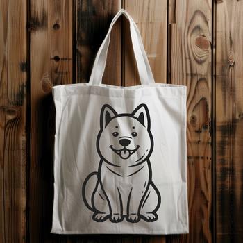 Simple line drawing of a seated Shiba Inu dog, suitable for vector graphics.