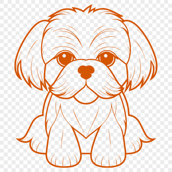 A detailed illustration of a sitting Shih Tzu dog from the front, featuring its characteristic features and coat texture.