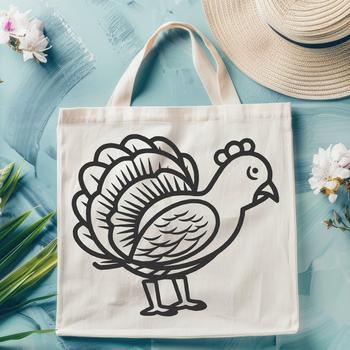 Illustration of a farm animal, a turkey in full body pose.