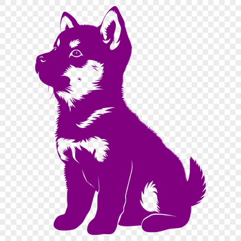 Close-up portrait of a seated Japanese breed dog, the Shiba Inu, depicted in vector format for graphic design use.