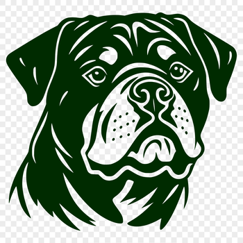 A stylized illustration of a Rottweiler's head, suitable for various design projects.
