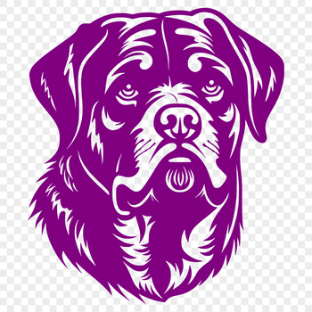 A vector illustration of a Rottweiler dog's head with distinctive markings.