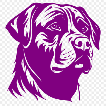 A vector illustration of a Rottweiler's head, suitable for graphic design projects.