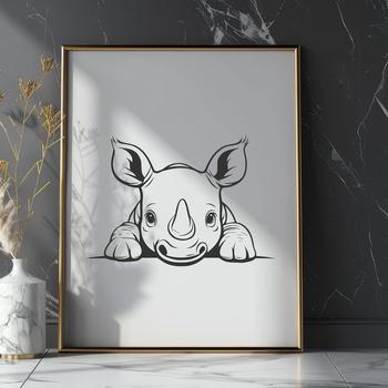 A large, imposing rhinoceros with a distinctive horn, in vector format.