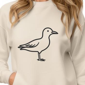 A simple line drawing of a full-body sea gull, suitable for digital crafting.