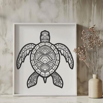 An illustration of a sea turtle's full body, depicted in detail as a vector graphic.