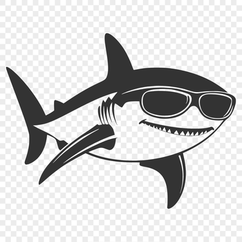 A detailed illustration of a shark, suitable for vector art and graphic design projects.