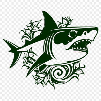 A cartoon shark illustration suitable for digital cutting machines and graphic design software.