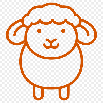 A simple line drawing of a sheep's full body, depicted in a stylized manner suitable for vector design.