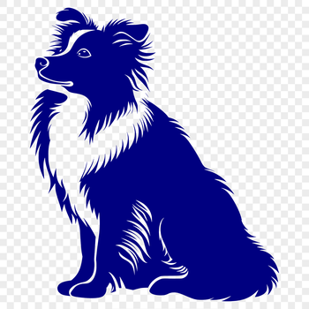 A detailed illustration of a sitting Shetland sheepdog, suitable for vector design and digital cutting machines.
