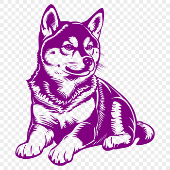 A full-body illustration of a Shiba Inu sitting with its front paws tucked under its body.